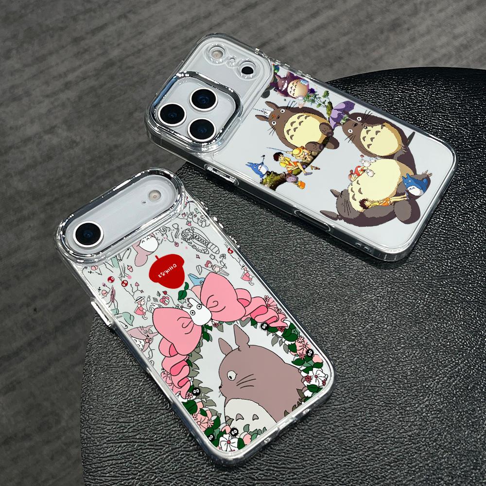 Cute Cartoon Totoros Phone Case for Apple iPhone 17 Air 16 16e 15 14 13 12 11 Pro Max X Xs XR 8 Plus Luxury Clear Cover
