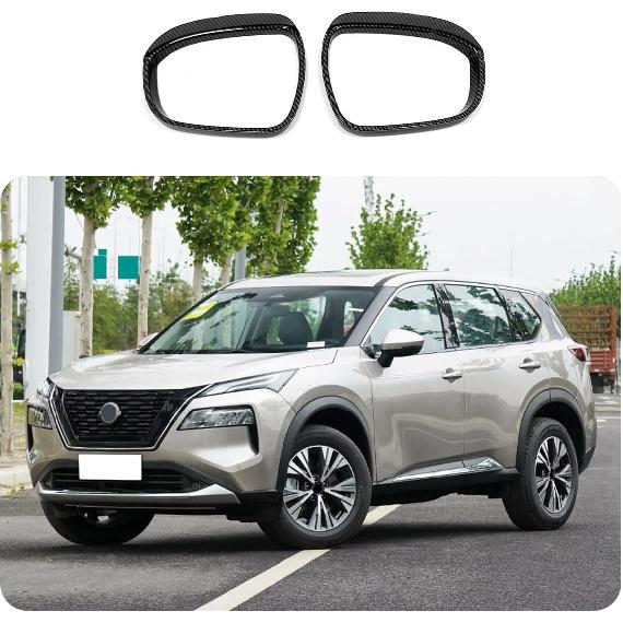 Car Accessories Fit for Nissan New Rogue 2021 2022 2023 2024 Side Door Rearview Mirror Rain Shield Protector Cover Frame Trim (Carbon Fiber Style)