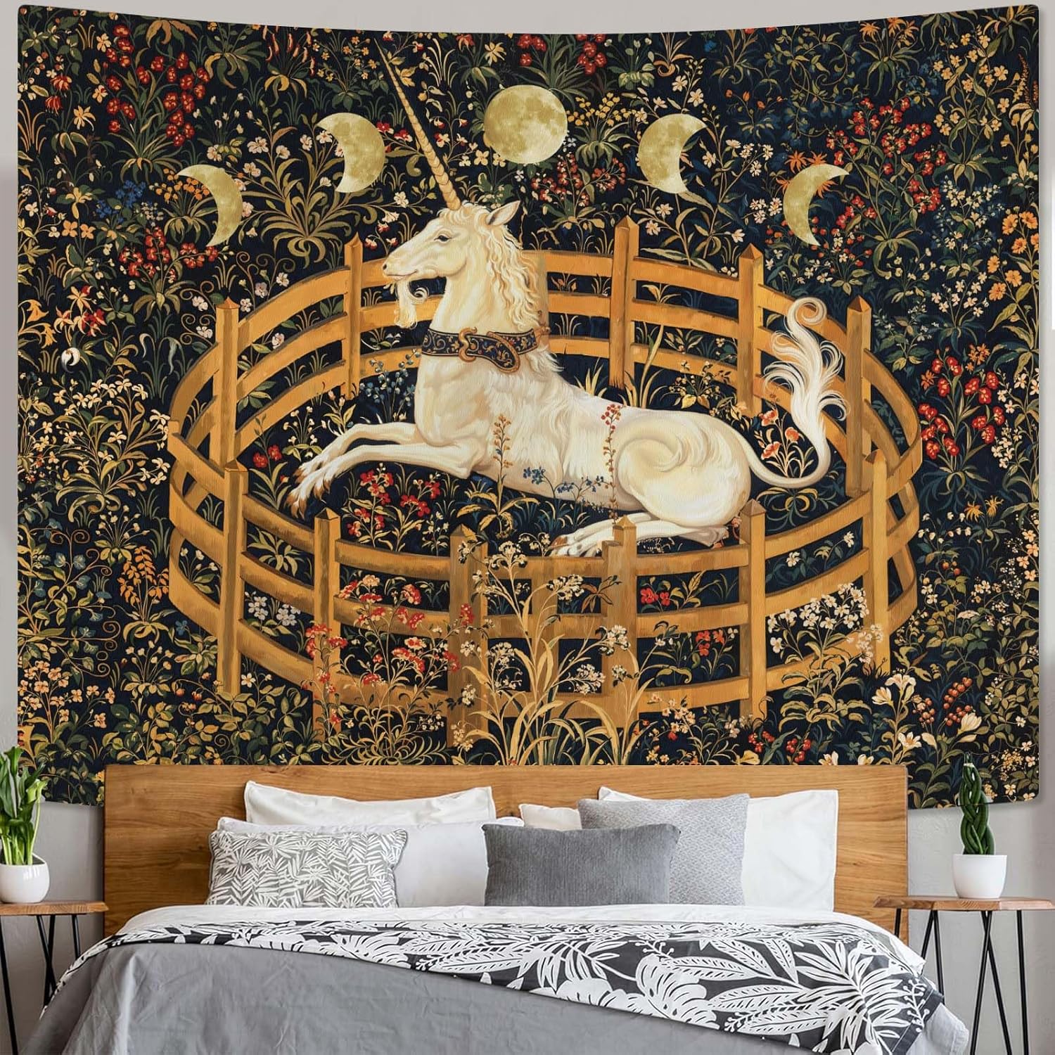 Tapestry yeoiat Unicorn Medieval Wall 75x100 чёрный