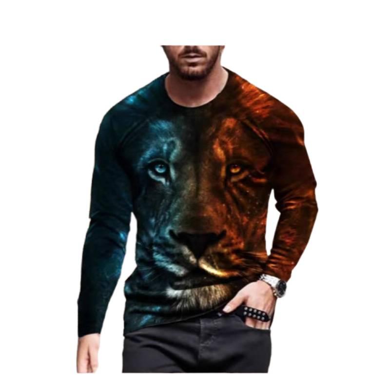 

Men s Long Sleeve T-Shirt Fashion 3D Print Lion Street Style Casual Top 6XL