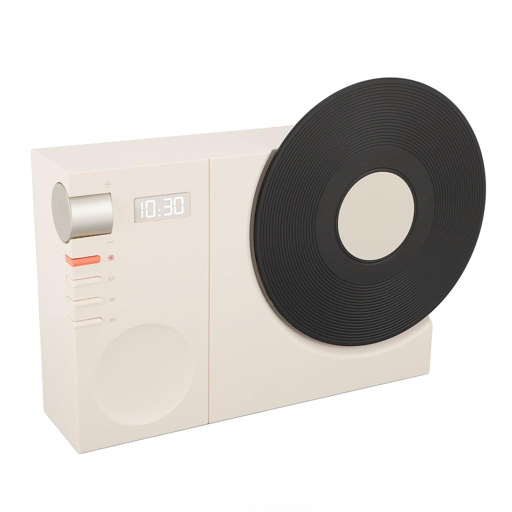 Vintage BT Speaker Tabletop Retro Clock Speaker Rotating Retro Record Player Shape Speaker for Home