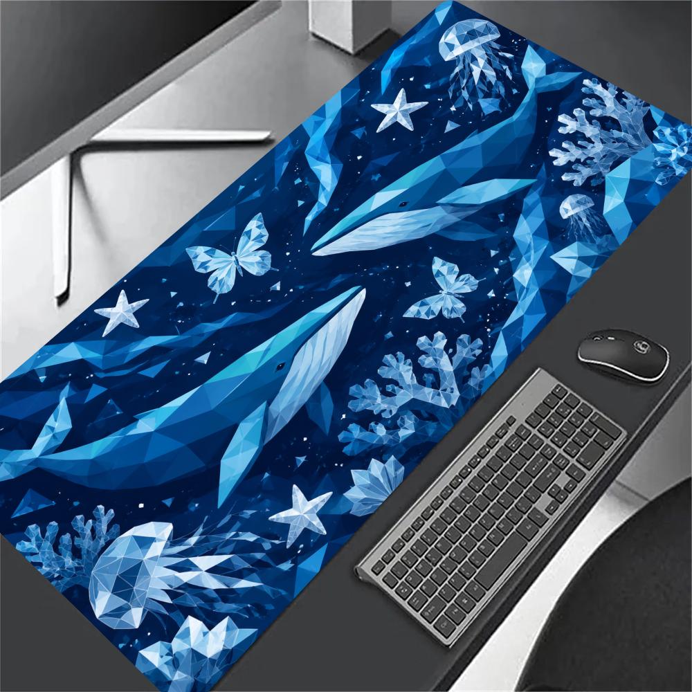 Interstellar Nebula Blue Whale XL Gaming Mouse Pad Stitched Edge Non-Slip Base Large Desk Mat For PC Laptop Gamer Mouse Pads