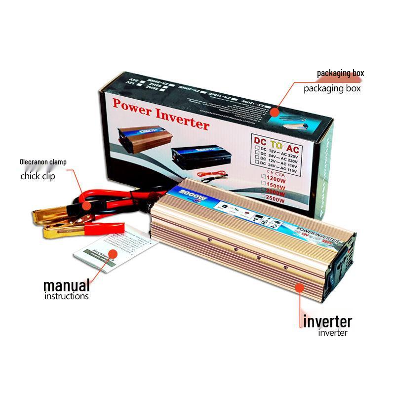 Smart Car Power Inverter 12V/24V to 220V, 500W/1000W/2000W, with USB Port