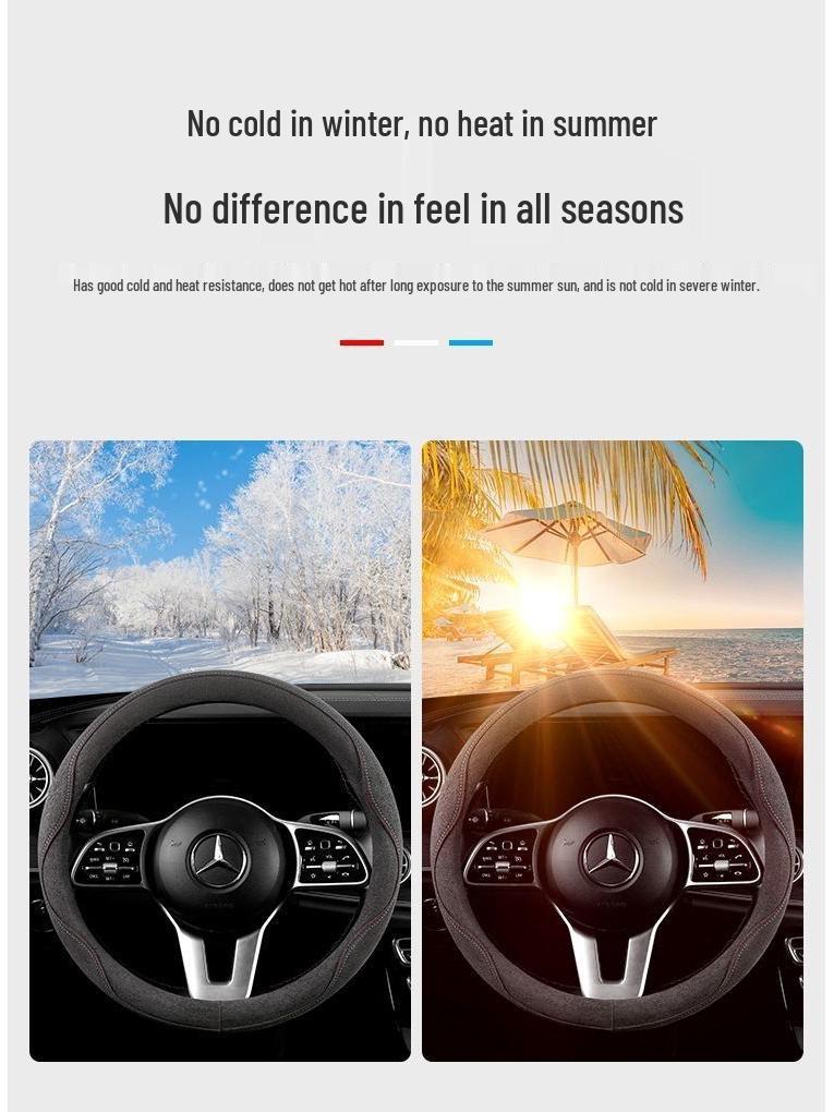 Universeller rutschfester Wildleder-Lenkradbezug - Ganzjährig, bequem & stilvoll