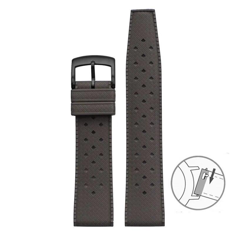 Fluorkautschukarmband, 20 mm, 22 mm, Schnellverschluss, sportlich, wasserdicht, atmungsaktiv, Löcher, FKM-Fluorkautschuk-Ersatzarmband für Männer und Frauen