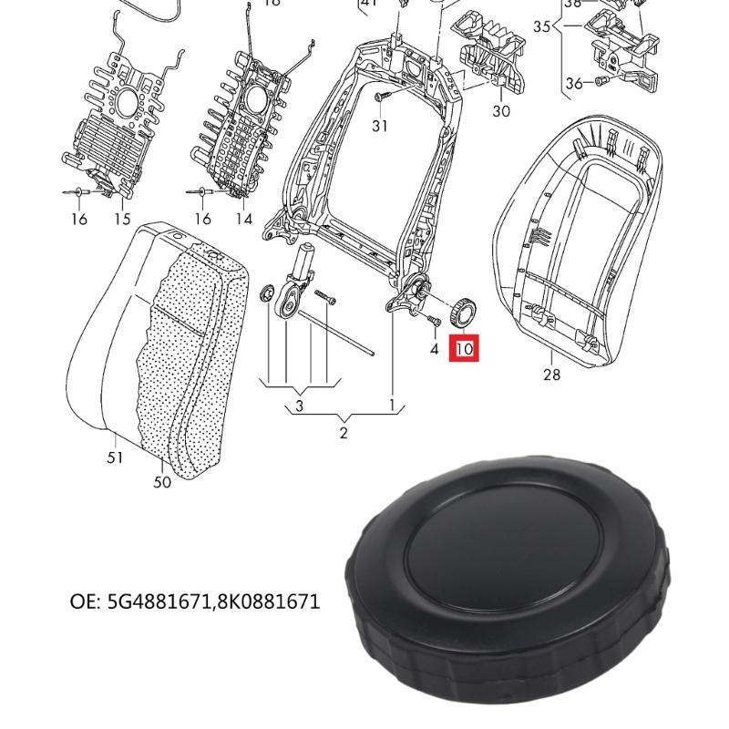 Car Seats Adjustment Knob Handwheel for Vehicle Replace 5G4881671 8K0881671 Seats Backrest Adjust Handle Knob Auto Part