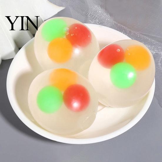 Portable Stress Relief Toy 3Pcs Clear Ball for Anxiety Relief, Squeeze with Soft Sensory Colorful Beads Inside, Reduction Transparent Fidget Gadget