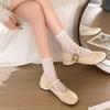 Fashion temperament retro round head versatile thick heel small leather shoes 2025 new with skirt shallow mouth Mary Jane single shoes