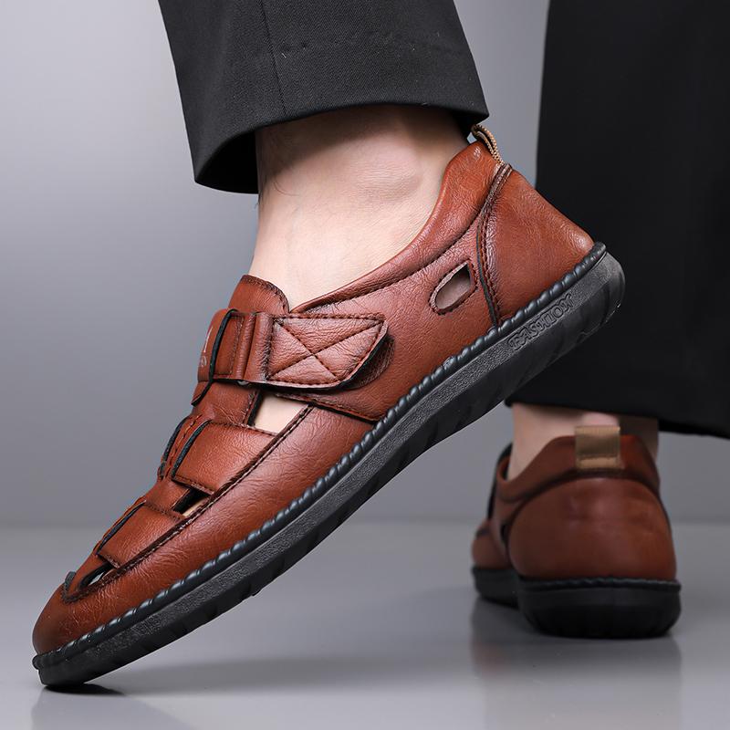 Men's Sandals Shoes Anti-slip Breathable Hollow Outdoor Sports Beach Shoes Casual Sandals Mens Closed Toe Sandals