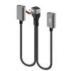 Nylon Braided USB Extension Cord USB to Type c USB Splitter 66W Power Delivery 90Degree Bend Design for Compactly Space