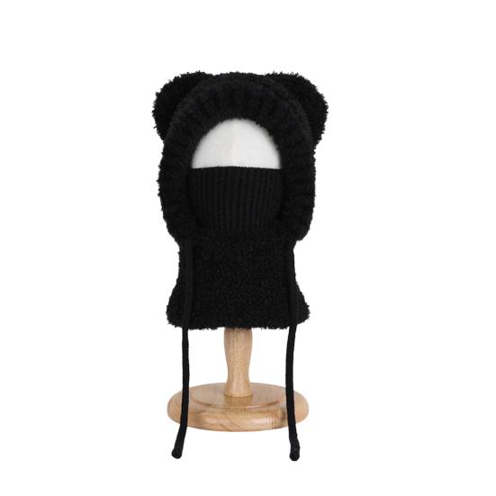 Children Hat Plush Bear Ear Styling Warm Windproof Winter Hat with Face Guard Neckerchief Function Vertical Headgear