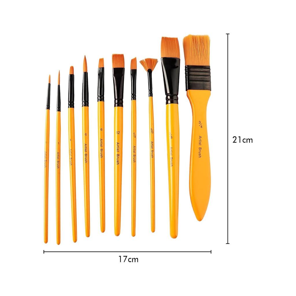 Umi 10 Pcs Paint Brush Set Includes a Carry Case for Acrylic, Watercolor Painting