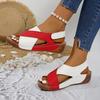 Women's Color Blocking Slope Heel High Heel Sandals, Casual Open Toe Thick Bottom Shoes, Comfortable Ankle Strap Sandals