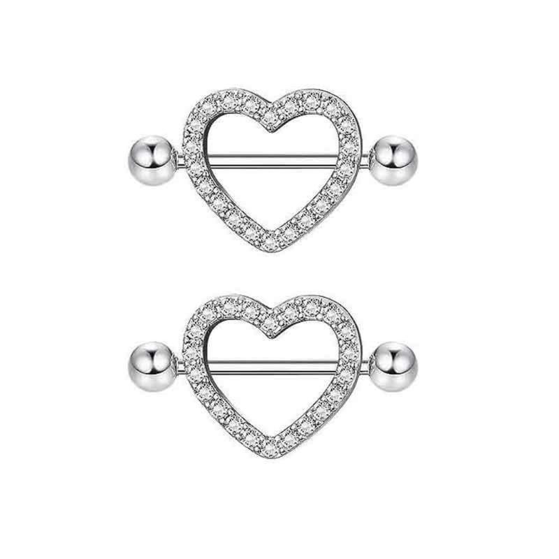 Sturdy Stainless Steel Nipple Rings With Zirconia Rhinestones Decoration for Fashionable Occasions Casual Wear