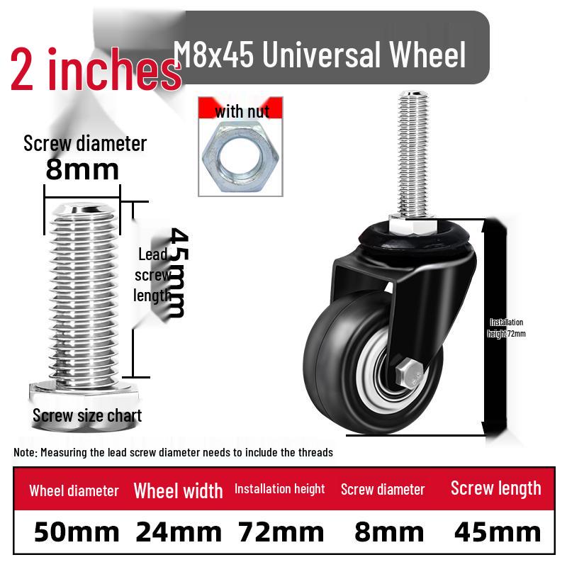 Silent Swivel Casters with Inch Threaded Rod & Double Bearings