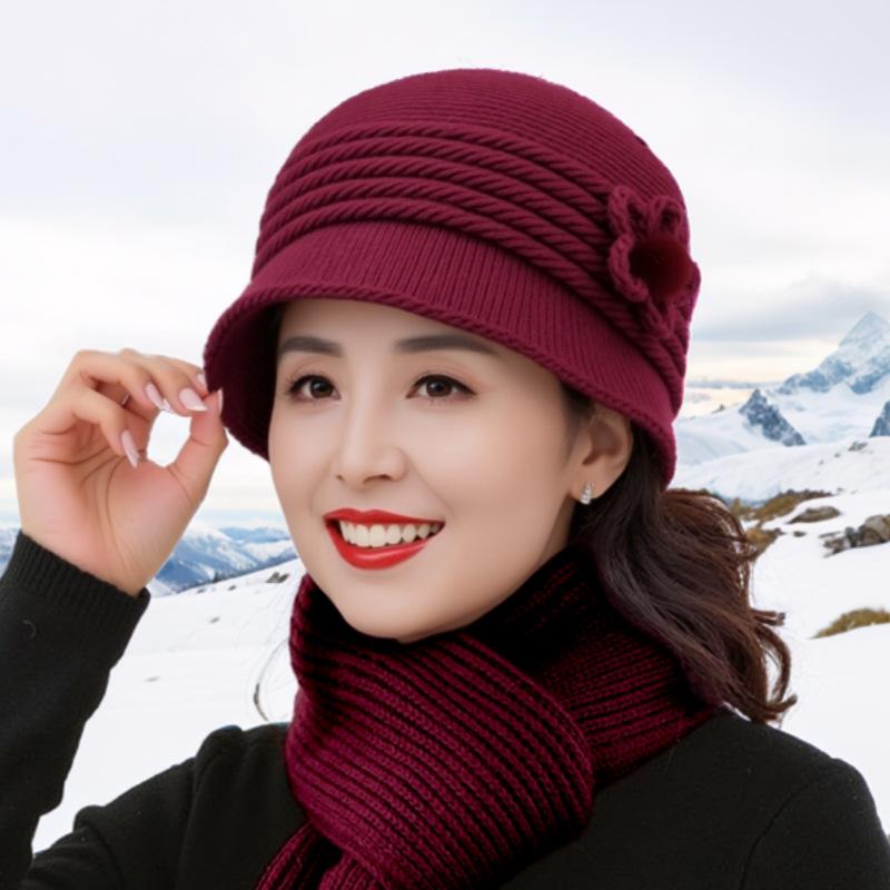 New wool hat winter middle-aged mother hat fleece thickened cold-proof warm winter knitted hat children