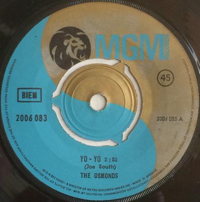 7inch Record OSMONDS DONNY OSMOND YoYo Go Away Little Girl 2006083 MGM Records 1971 Greece Rock Used