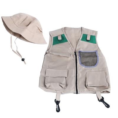 2pc Kids Outdoor Explorer Kit,Kids Adventure Kit,Explorer Costume,Vest and Hat Set Halloween Cosplay Costume Accessories