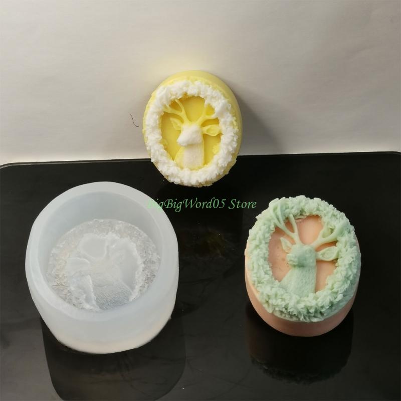 24TE Silicone Soap Molds Chritsmas Deer Wreath DIY Craft Handmade Soap Moulds Moulds Hand-Making Soap Supplies CN