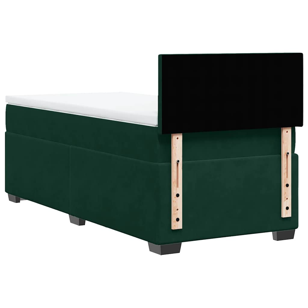 Box Spring Bed with Mattress Dark Green 90 X 200 Cm Velvet