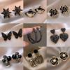 Black Zircon Love Butterfly Earrings Sweet Cool Style Personalized Stud Earrings Fashion Earrings