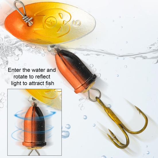 5Pcs 5.7CM/3G 6CM/4G Bell Spinner Blade Lure with Hook Metal Rotating Sequin Spoon Spinnerbait Saltwater Freshwater Crap Bass Pike Walleye