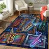 Saxophone Frames Notes Pattern Rug Floor Mat for Living Room or Bedroom Soft and Comfortable Carpet a Gift for Birthday and Holiday.