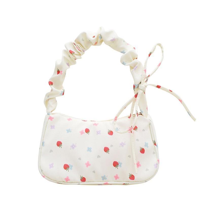 Nylon Floral Canvas Bag For Women With Bow Detail Perfect For Daily Casual Use