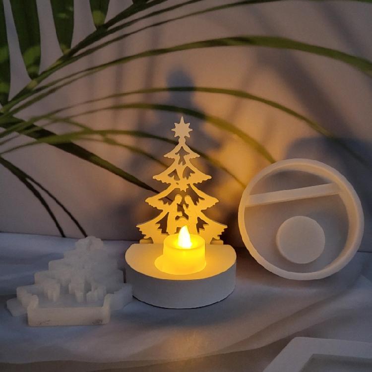 Candle Holder Silicone Molds Christmas Tree Candlesticks Resins Castings Mould