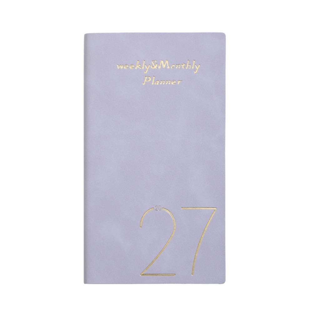 English Agenda Planning Notebook Wear-resistant Office Work Planner  School Office Supplies Purple Style A