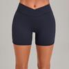 High-Waisted Cross-Waist Yoga Shorts for Running, Cycling, Sports (Model 9721)