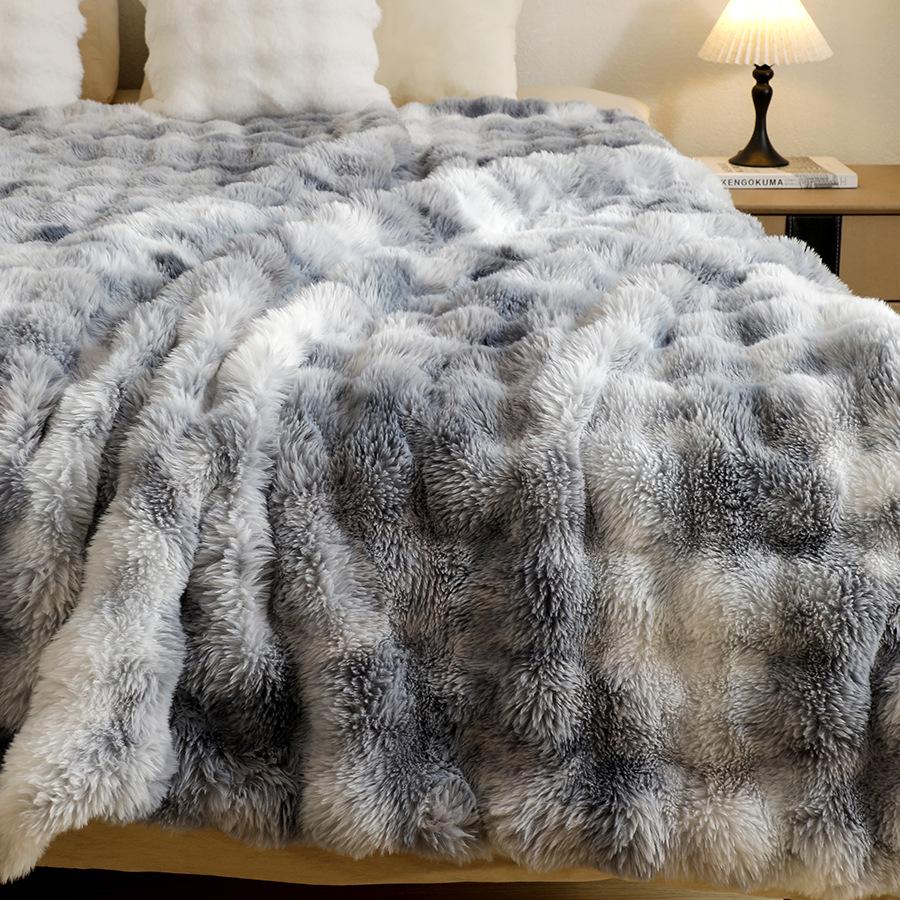 Luxurious Double-Layer Rabbit Fur Blanket: Otter-Soft Plush, Versatile Sofa Throw