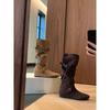 Korean Buckle Strap Boots Western Cowboy Boots Pleated Pile Boots Slim Knight Boots