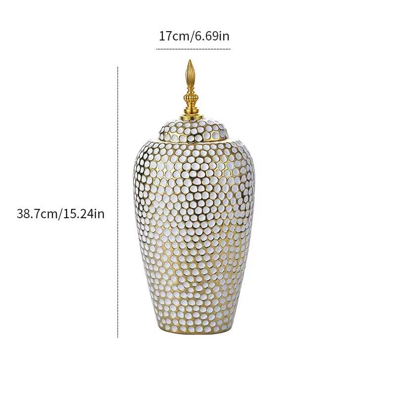 Electroplated Golden Ceramic General Jar Luxury Vase Home Decoration Ornament Ceramic Storage Bottle Desktop Flowerpot High Vase
