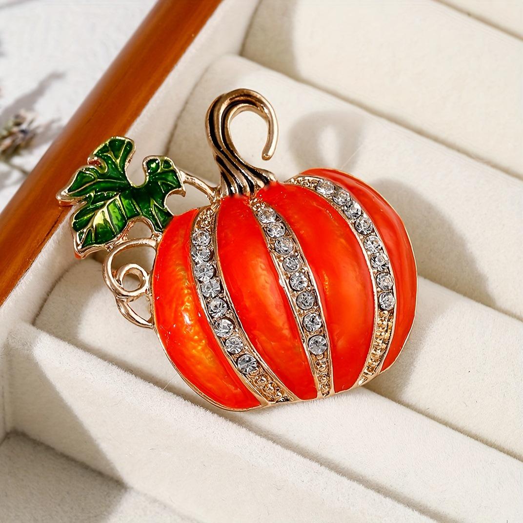 Rhinestone Pumpkin Brooch: Anti-Exposure Pin with Charming Floral Design