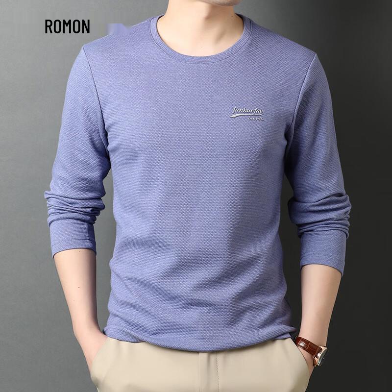 Men s Long Sleeve Cotton Blend Round Neck T-Shirt 2XL