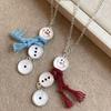 1pc Vintage Boho Snowman Scarf Pendant Necklace for Women,Alloy Chain, Christmas Gift, All-Season Daily Wear Jewelry