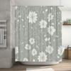 Modern Floral Shower Curtain Grey White Decor for Bathroom with Hooks Included Home Decor Accessories