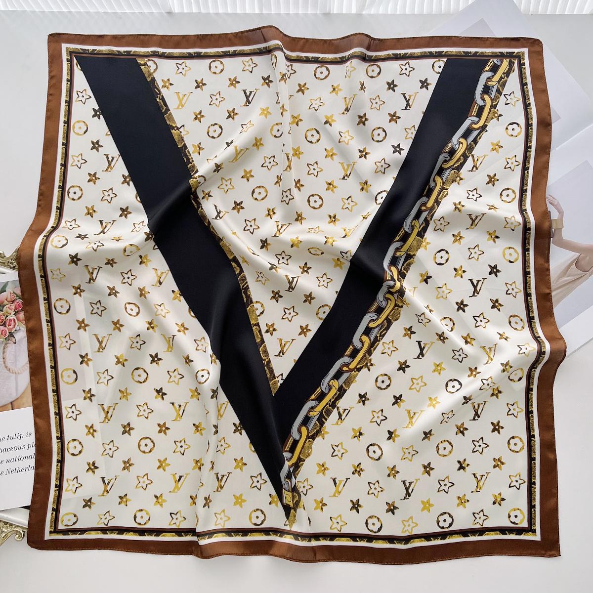 

Универсальный геометрический контрастный цвет, шарф из искусственного шелка с имитацией письма, женский весенне-летний для работы, на шею с рубашкой и шарфом 66cm