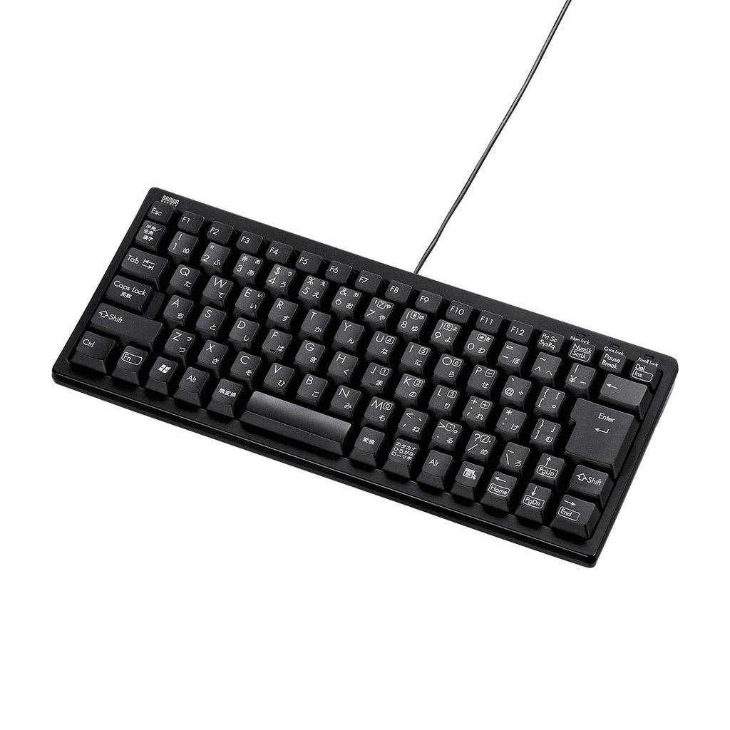 Sanwa Supply Wired Compact Keyboard Numeric USB 86 Japanese with USB To Black (No Keypad), Connection, Keys, Membrane, PS/2 Adapter, (SKB-KG3BKN2)