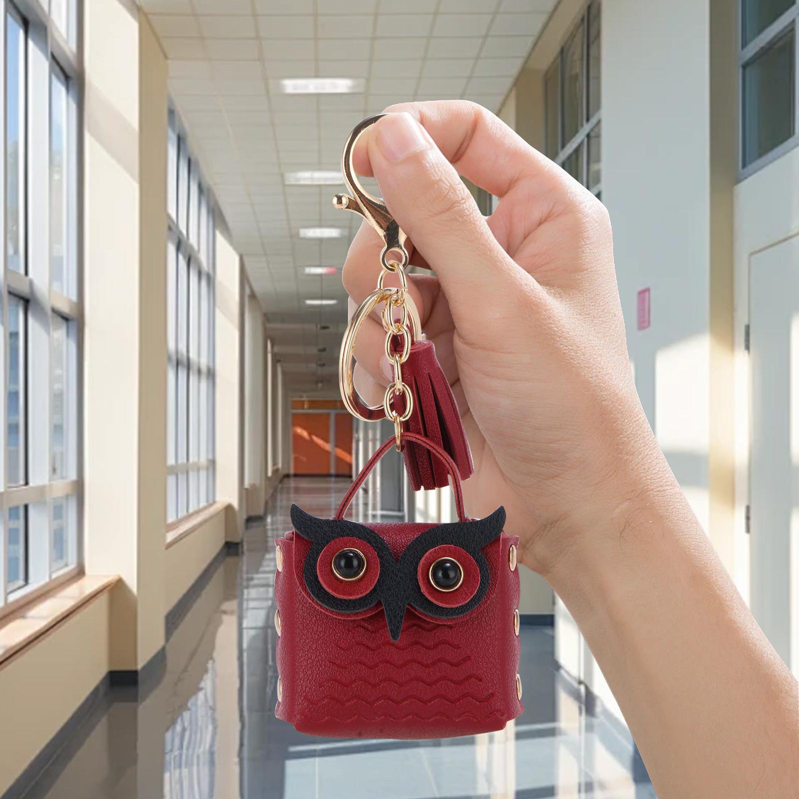 

Подвеска в виде совы-кисточки для мелочи, сумка для наушников с рисунком, брелок для автомобиля One Size красный