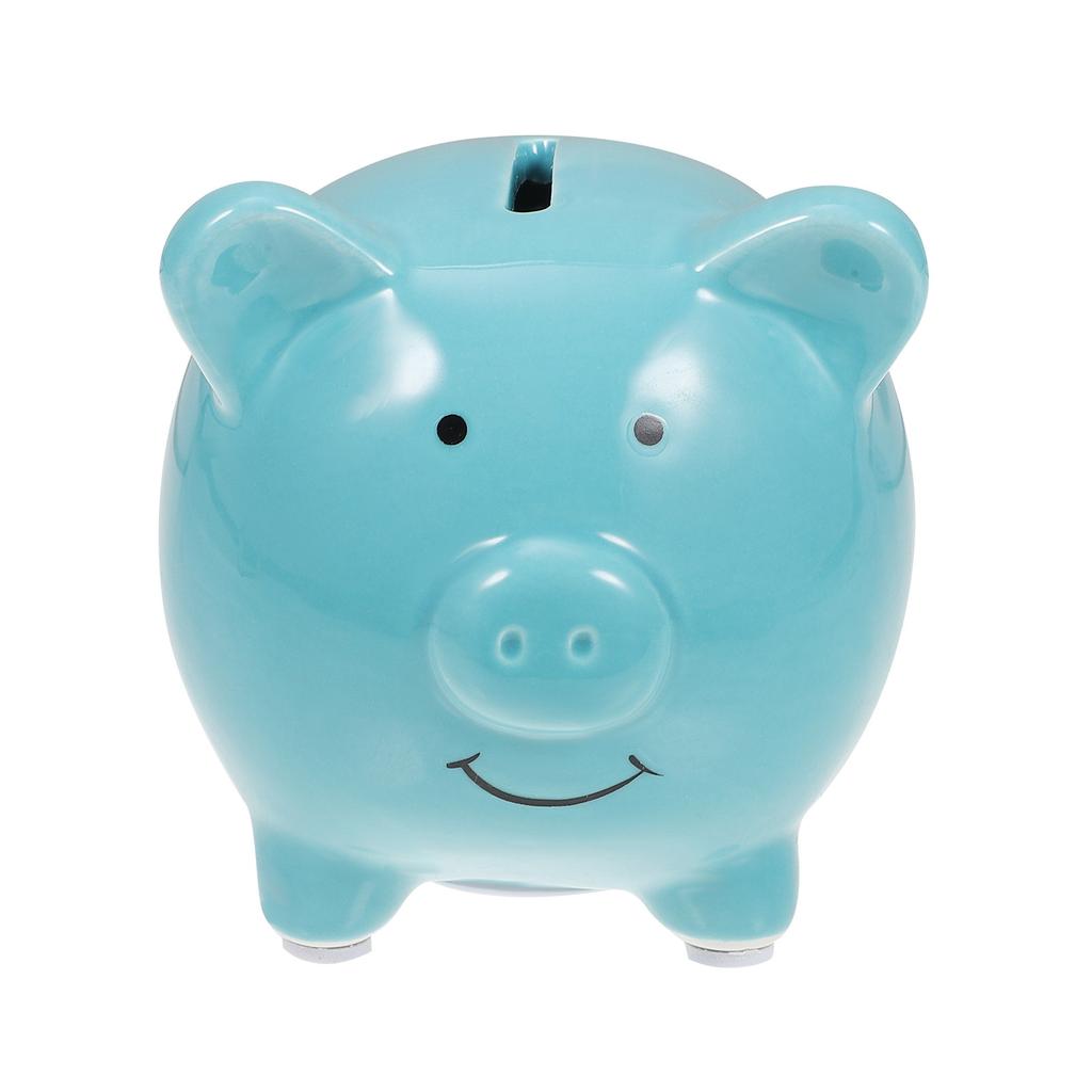 Pink Ceramic Piggy Bank for Coin Saving Money Box with Stopper Nursery Room Decor Gift for