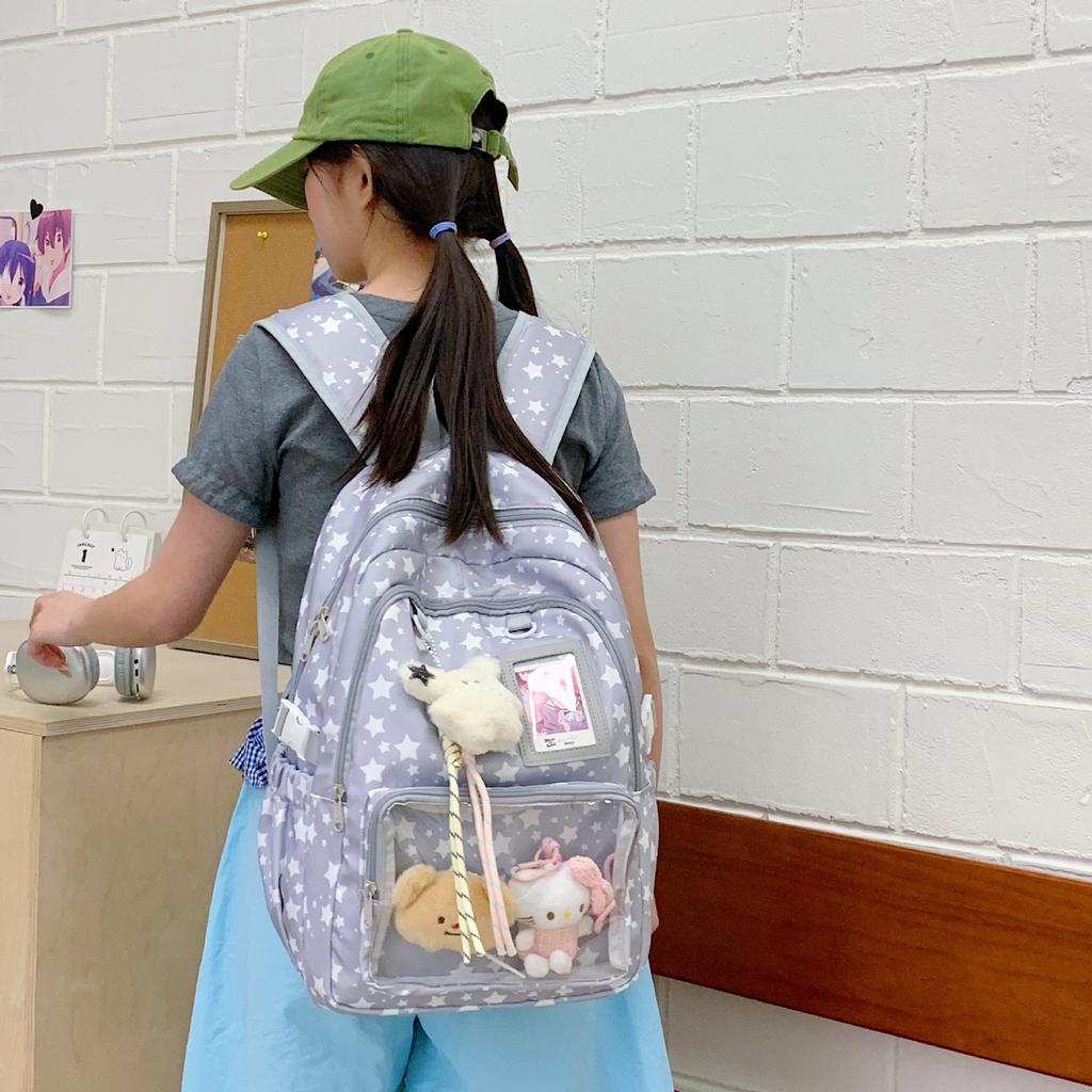 Schoolbag Japanese new high-value student schoolbag, fresh, sweet and transparent, large-capacity lightweight backpack
