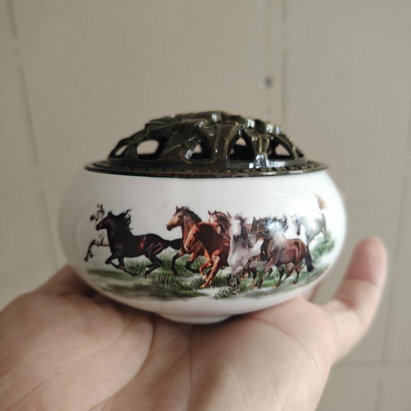 Celadon Ceramic Incense Burner for Home, Buddhist Supplies, Sandalwood Incense Path, Ice Crack Kiln Change Design.
