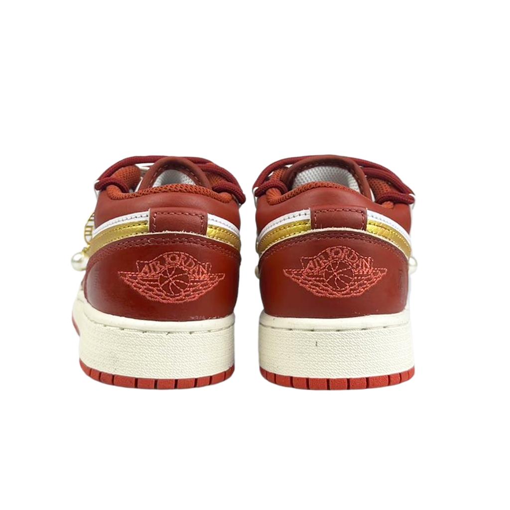 Jordan Air Jordan 1 Abrasion Resistant Abrasion Resistant Low Top Vintage Basketball Shoes GS White Red FJ3465-160(Team40-)