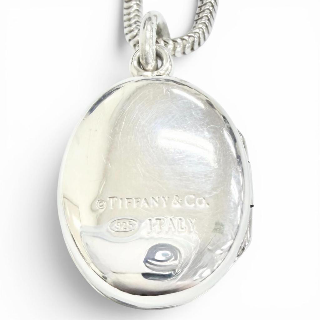 Great TIFFANY&Co. Necklace Oval Locket Pendant Necklace (Rare) Silver 925 Women Used