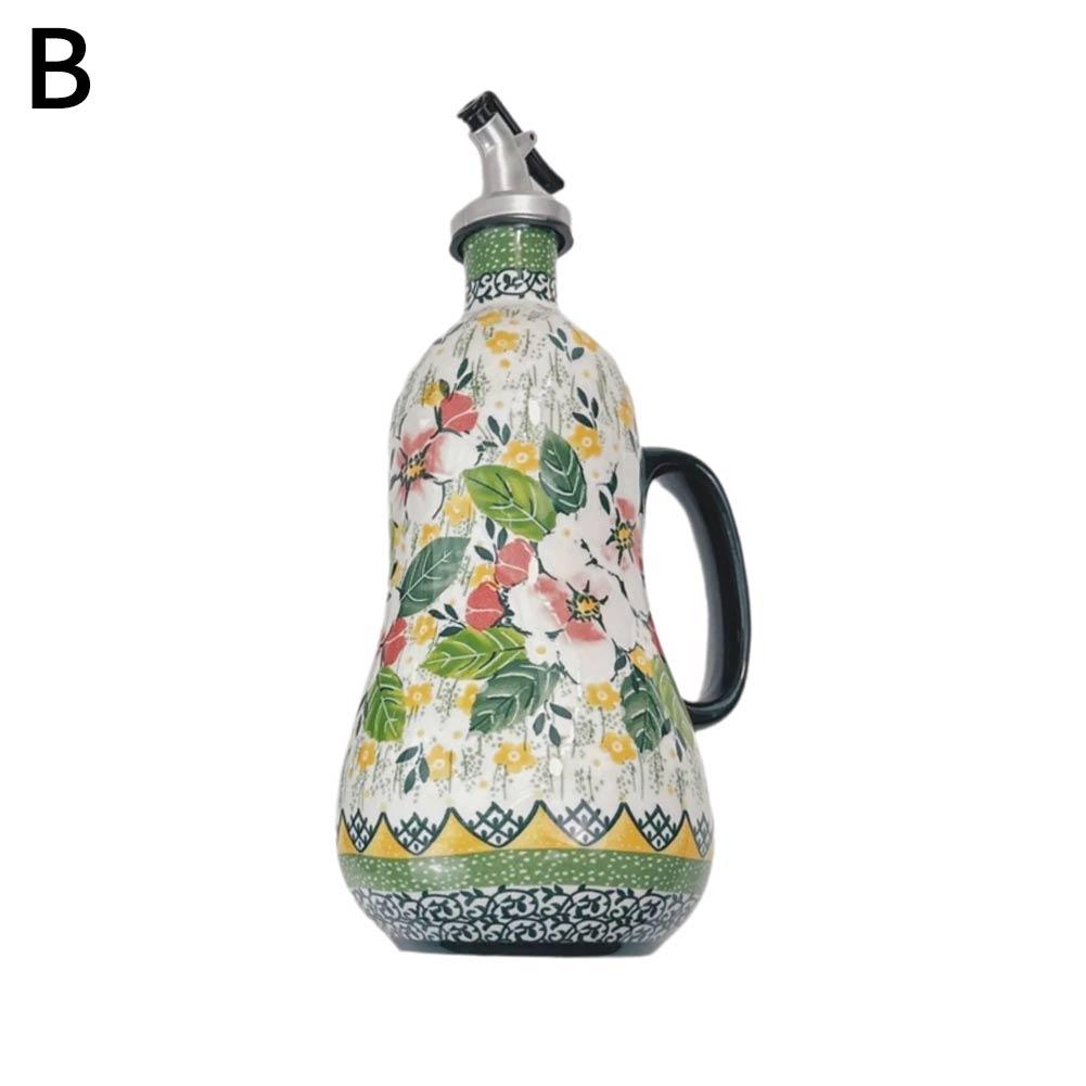 700ml Ceramic Olive Oil Dispenser Bottle Leak-Proof Seasoning Storage Bottle Cook Seasoning Oil Soy Sauce Jar Vinegar Pot