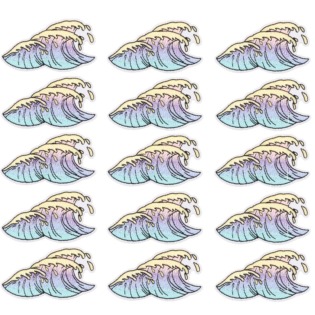 Wave Embroidery Cloth Sticker, Clothes Decoration Patch Sticker, Computer Embroidery Chapter Boy, Summer Surfing Sea Wave Embroidery Label