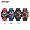 Sanda Men's Waterproof Quartz Watch with Multi-Dial Silicone Strap