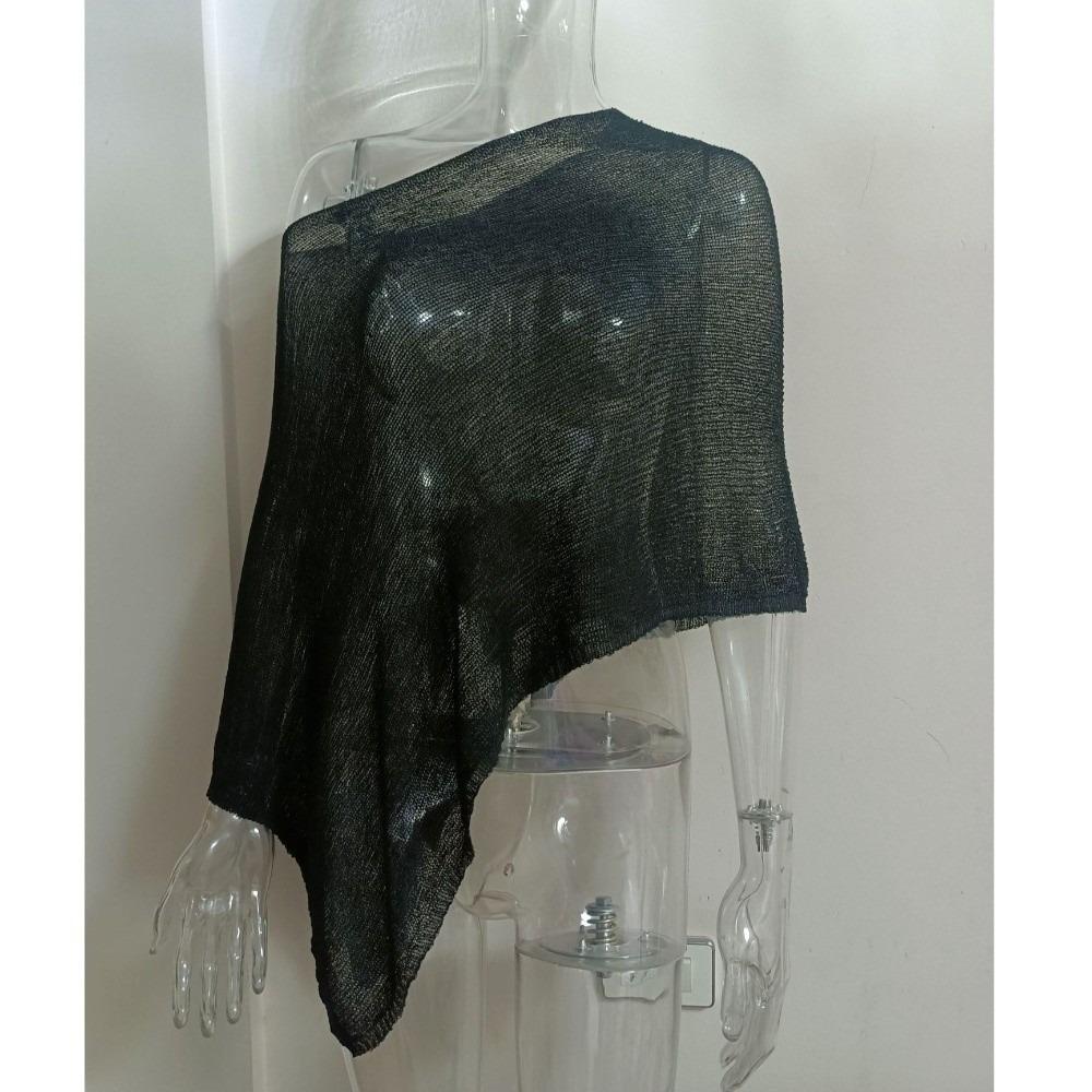 Off Shoulder Women Knit Cover-up Irregular Cardigan New Sunscreen Shawl  Summer